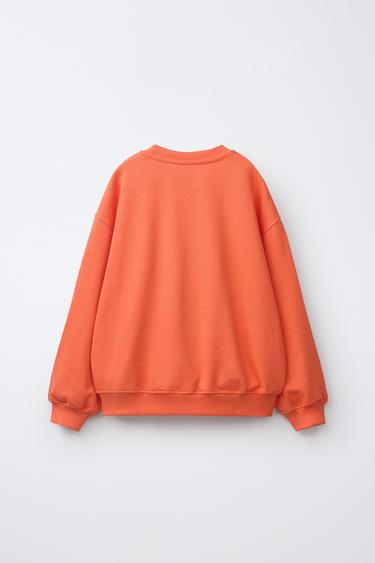 EMBROIDERED SLOGAN SWEATSHIRT - Coral red by Zara - Image 1