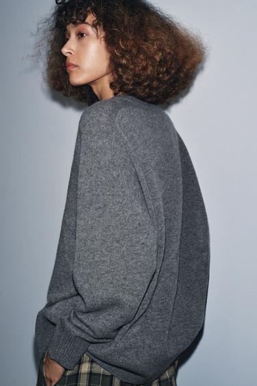 100% WOOL OVERSIZE JUMPER - Grey by Zara