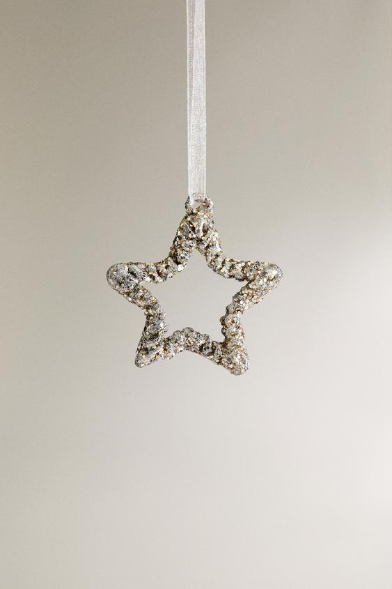 GLASS STAR CHRISTMAS TREE DECORATION WITH GLITTER P ZARA Ireland