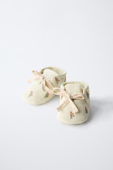 COTTON FLORAL BOOTIES - Green by Zara - Image 2