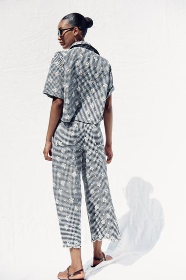GINGHAM SHIRT WITH EMBROIDERY - Ecru / Blue by Zara - Image 5