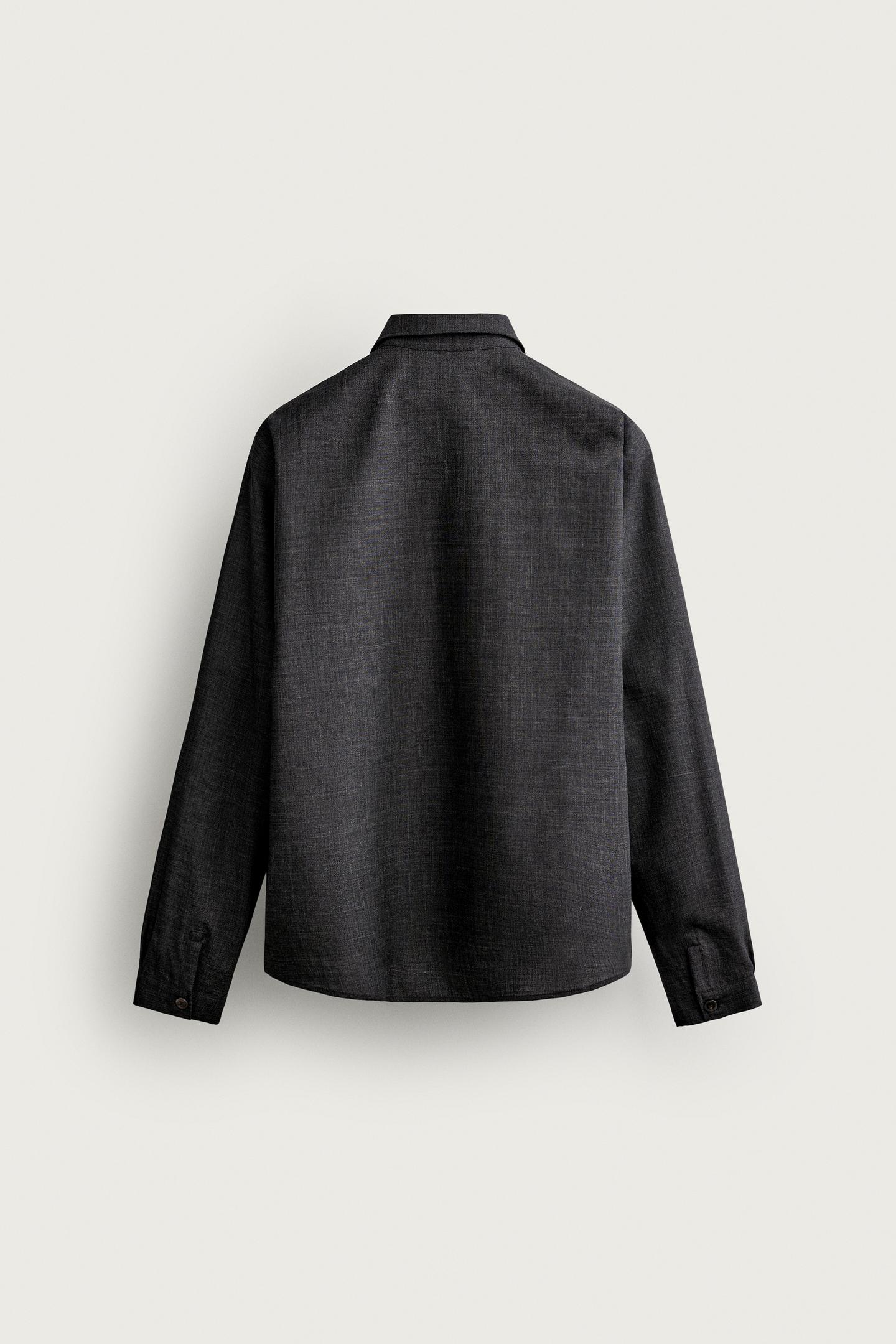 Мужская рубашка Zara Manteco® 100% Wool Zipper, цвет: Антрацитовый серый — фото 7