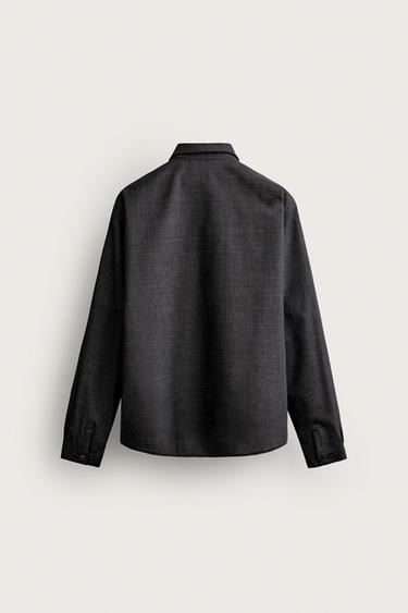 MANTECO® 100% WOOL ZIPPER SHIRT — Anthracite grey 2