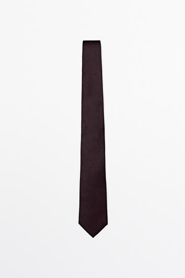 Zara 100% silk textured tie - white - Image 0