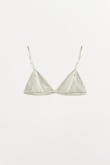 SILK LACE TRIANGLE BRA - Ecru by Zara - Image 6