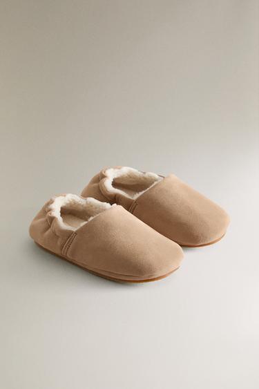 WARM LEATHER BALLERINA BOOTIES - Taupe Grey by Zara - Image 1