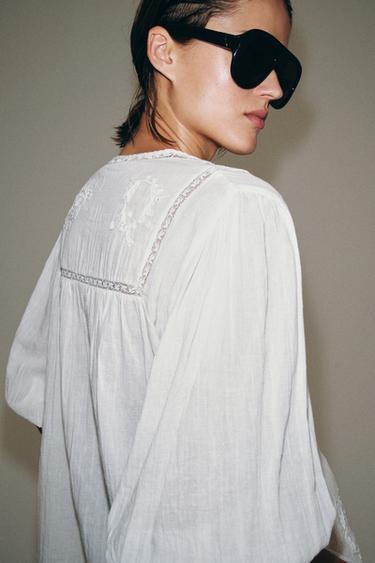 CHEMISE BRODERIES DENTELLE ZW COLLECTION - Blanc de Zara - Image 2