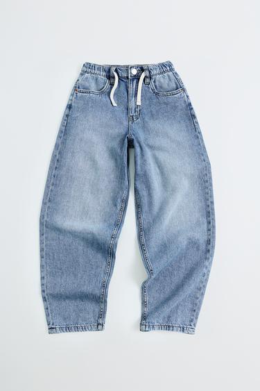 BAGGY BALLOON JEANS WITH DRAWSTRING - Blue by Zara