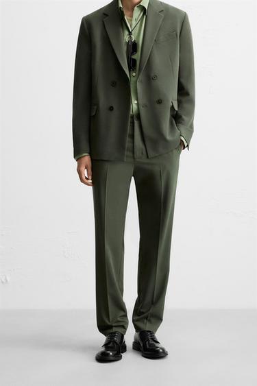 SLIM FIT SUIT TROUSERS - Green by Zara
