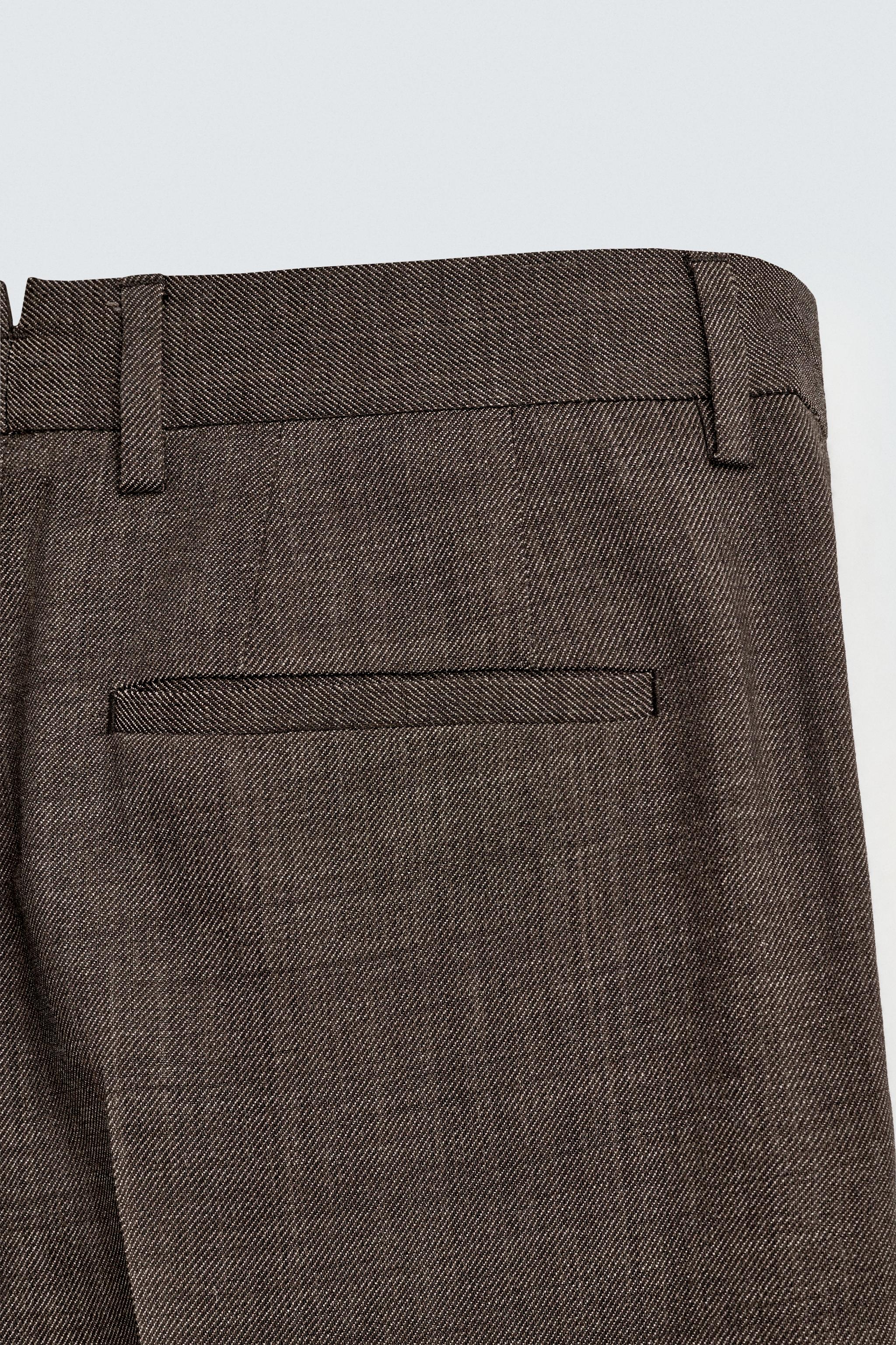 100% WOOL STRUCTURED PLEATED SUIT PANTS