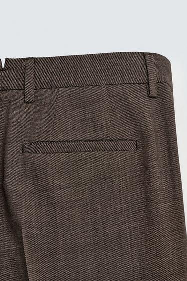 PANTALON PLIS COSTUME STRUCTURÉ 100% LAINE - Marron de Zara - Image 7