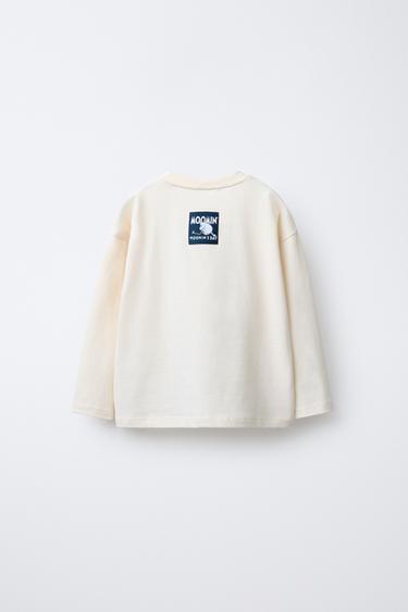 Zara 姆明植絨印花T恤 - 裸色