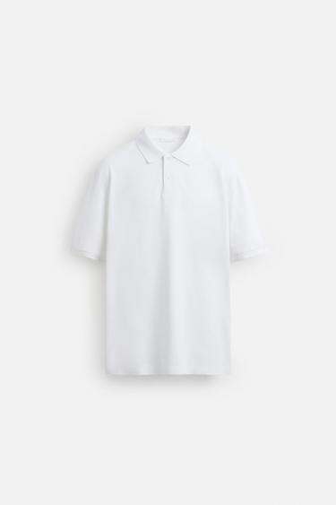 WASHED TEXTURED PIQUÉ POLO SHIRT - White by Zara
