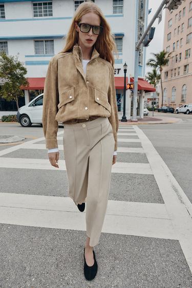CULOTTE TROUSERS WITH SEAM DETAIL - Stone by Zara