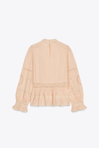ZW COLLECTION EMBROIDERED ROMANTIC SHIRT - Pale pink by Zara - Image 7