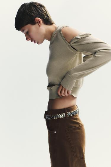 BUTTON DETAIL KNIT SWEATER - Beige by Zara - Image 5