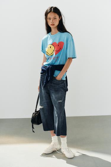 SMILEY® WASHED EFFECT T-SHIRT - Blue by Zara