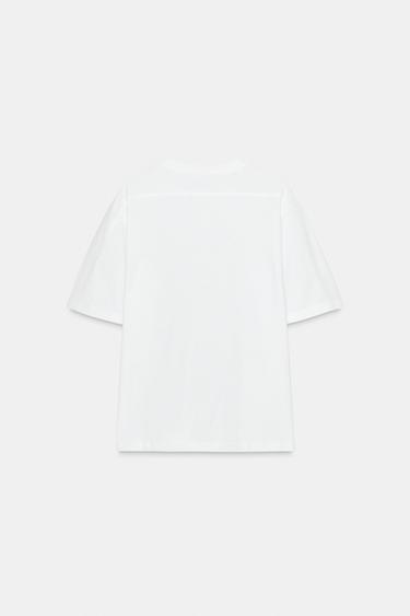T-SHIRT REGULAR FIT ÉTIQUETTE - Blanc de Zara - Image 6