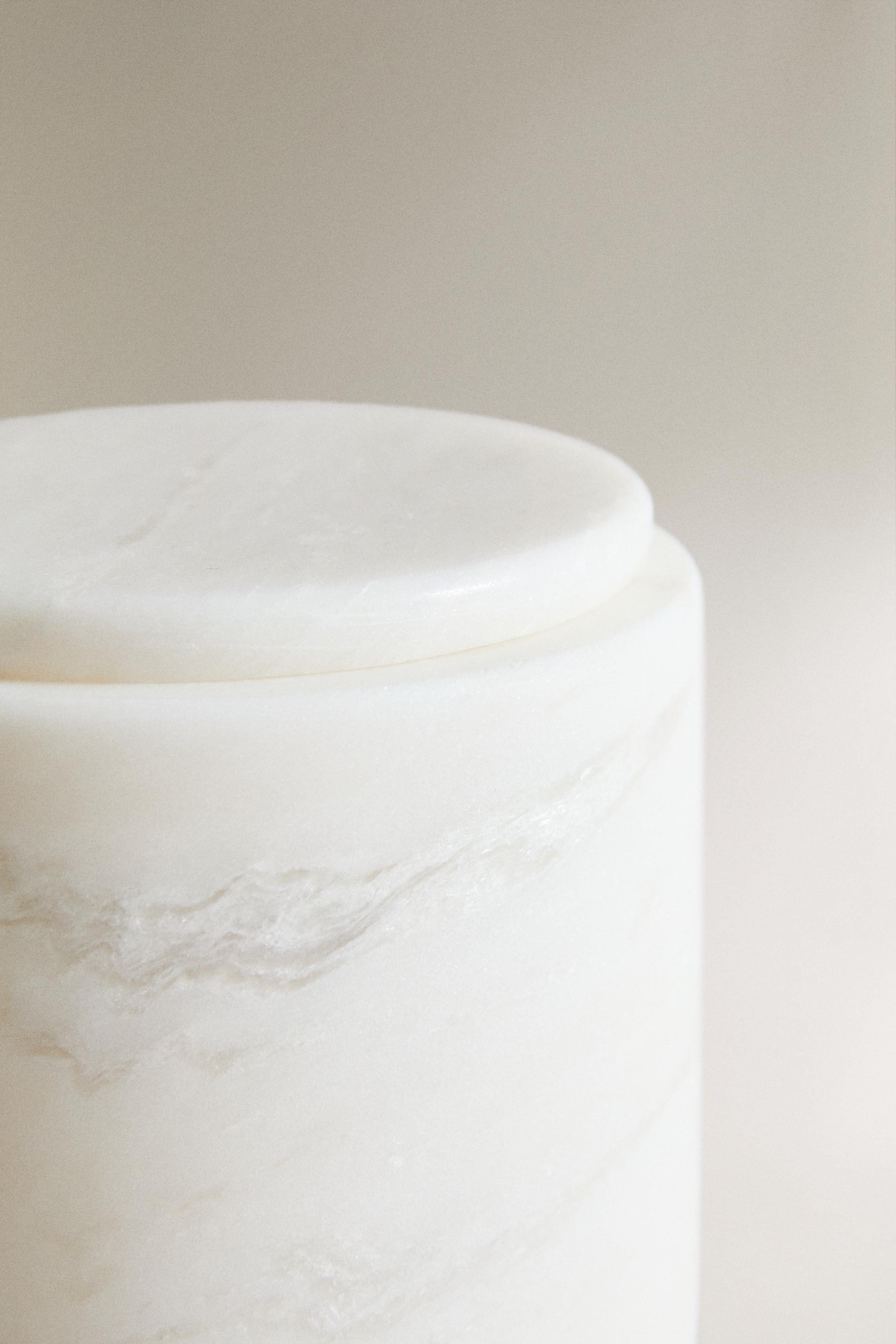 WHITE MARBLE BATHROOM ORGANIZER JAR