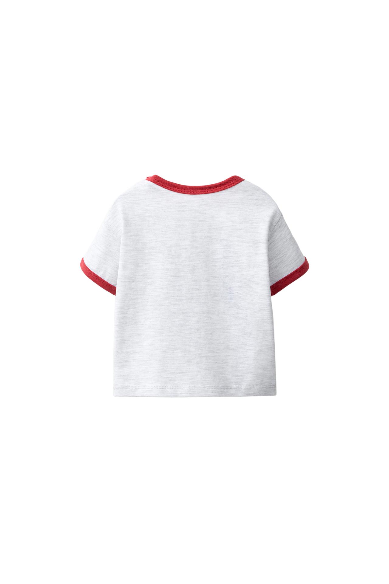 CONTRAST TRIM T-SHIRT — Gray marl
