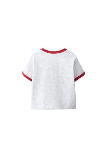 CONTRAST TRIM T-SHIRT — Gray marl 2
