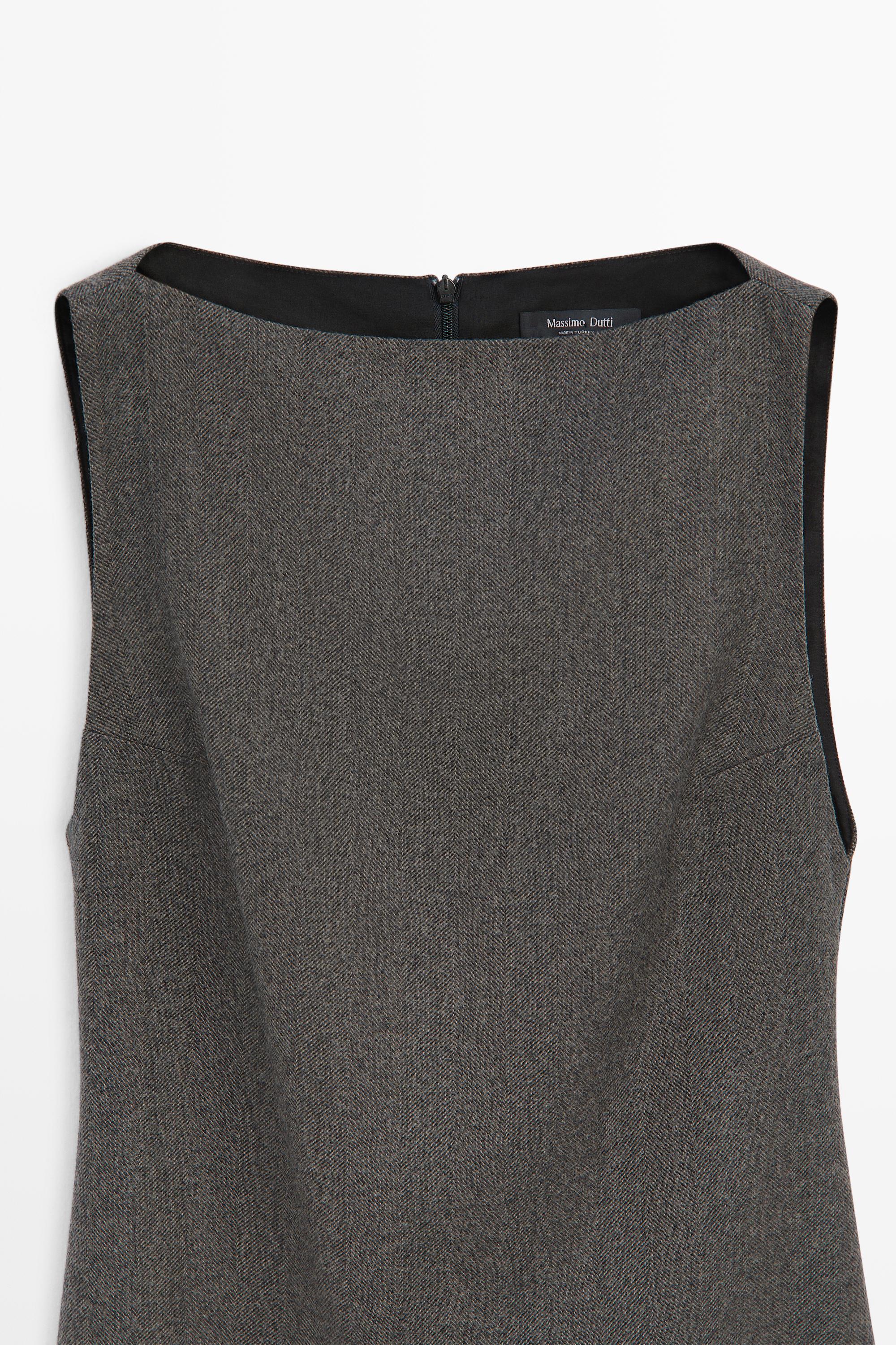 Robe courte col bateau mélange laine