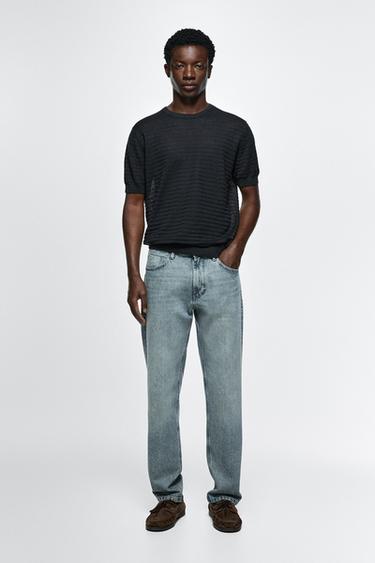 Zara Stonewashed tapered-fit jeans - Blue - Image 0