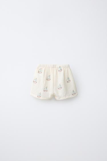 SHORT TEXTURÉ BATEAUX - Écru de Zara - Image 1
