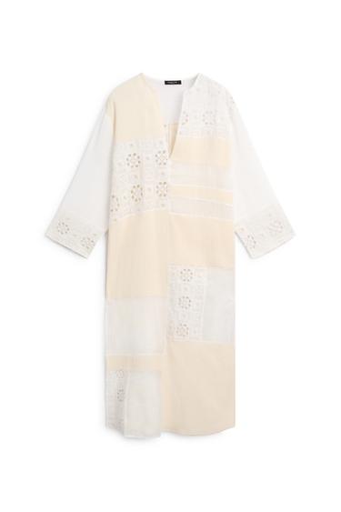 Zara Flowing embroidered kaftan dress - White