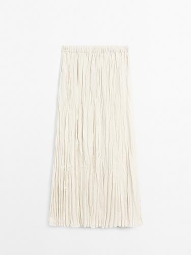 Zara Flared pleated midi skirt - Light beige