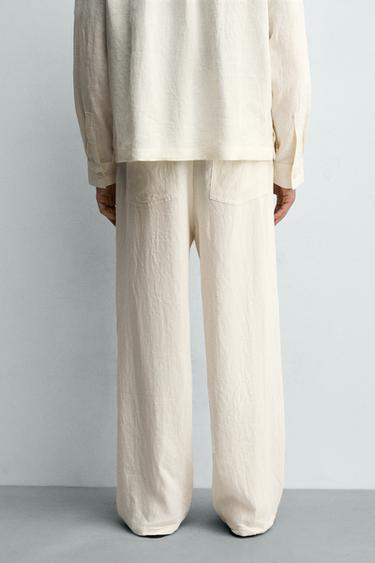 100% LINEN RELAXED FIT TROUSERS WITH BELT - Oyster-white by Zara - Image 2
