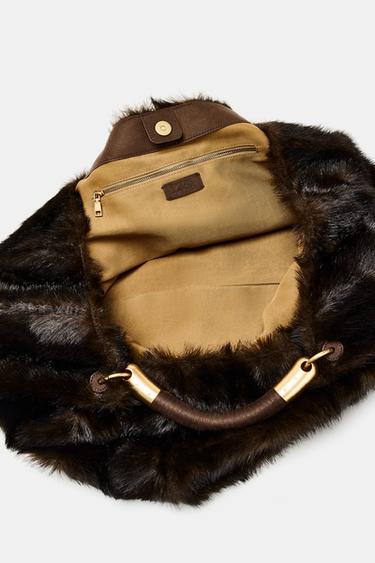 MAXI SAC EFFET FOURRURE - Marron de Zara - Image 4