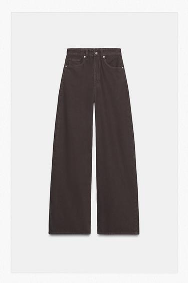 TRF EXTRA WIDE-LEG HIGH-WAIST JEANS - Brown by Zara