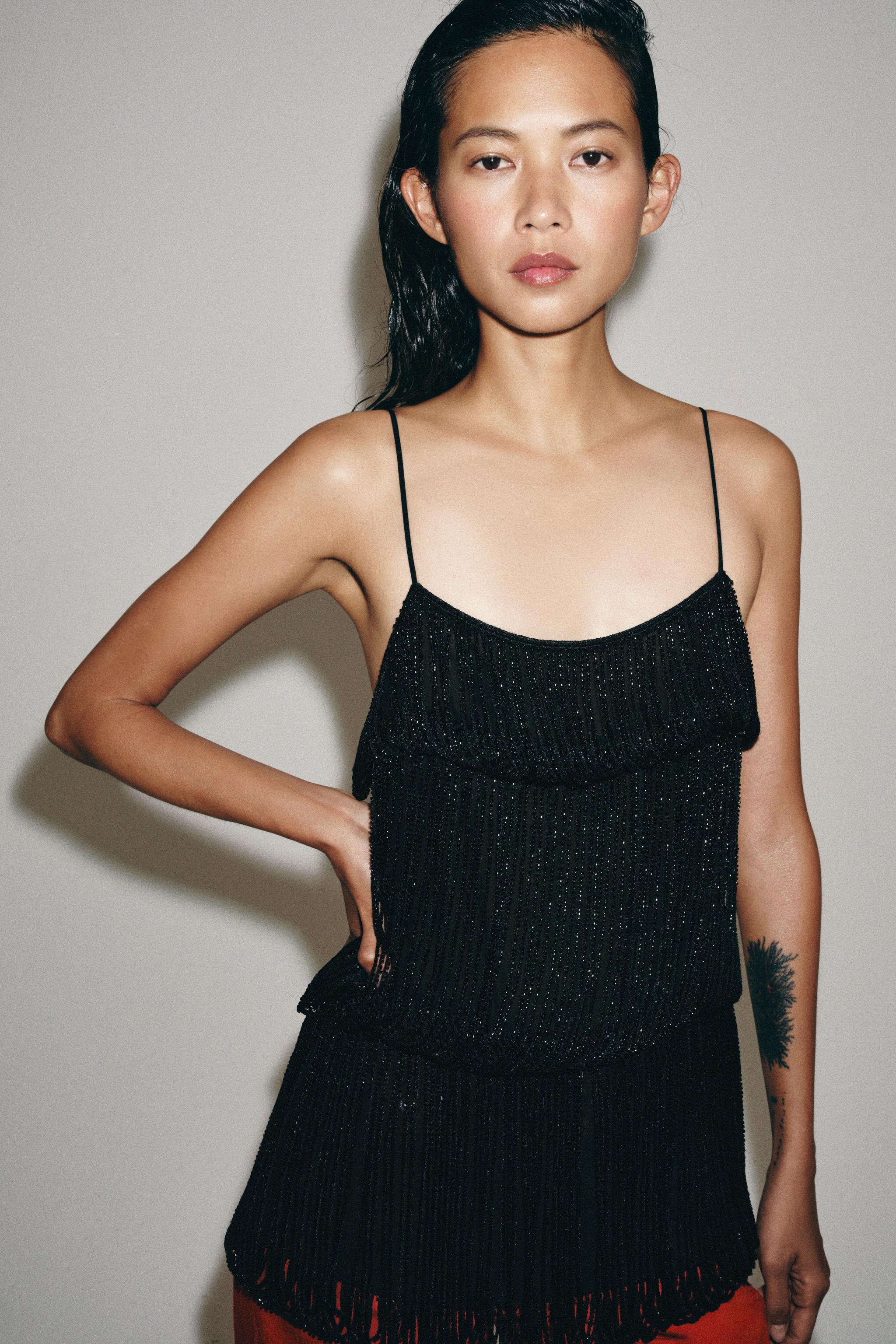 ZW COLLECTION DRAPED BEADED TOP