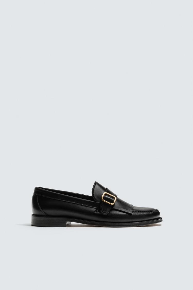 Mocassins Zara Cuir Bleu Marine Enfant Garçon - Taille 1,5 EU (33), Neufs Sans Boîte