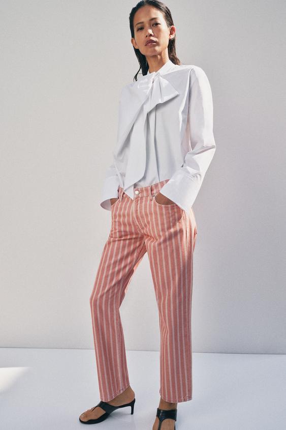 ZW COLLECTION MID-RISE STRIPED SLIM JEANS from Zara - $69.90