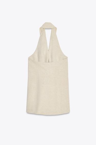 HALTER NECK WAISTCOAT WITH LINEN BLEND - Light beige by Zara - Image 6