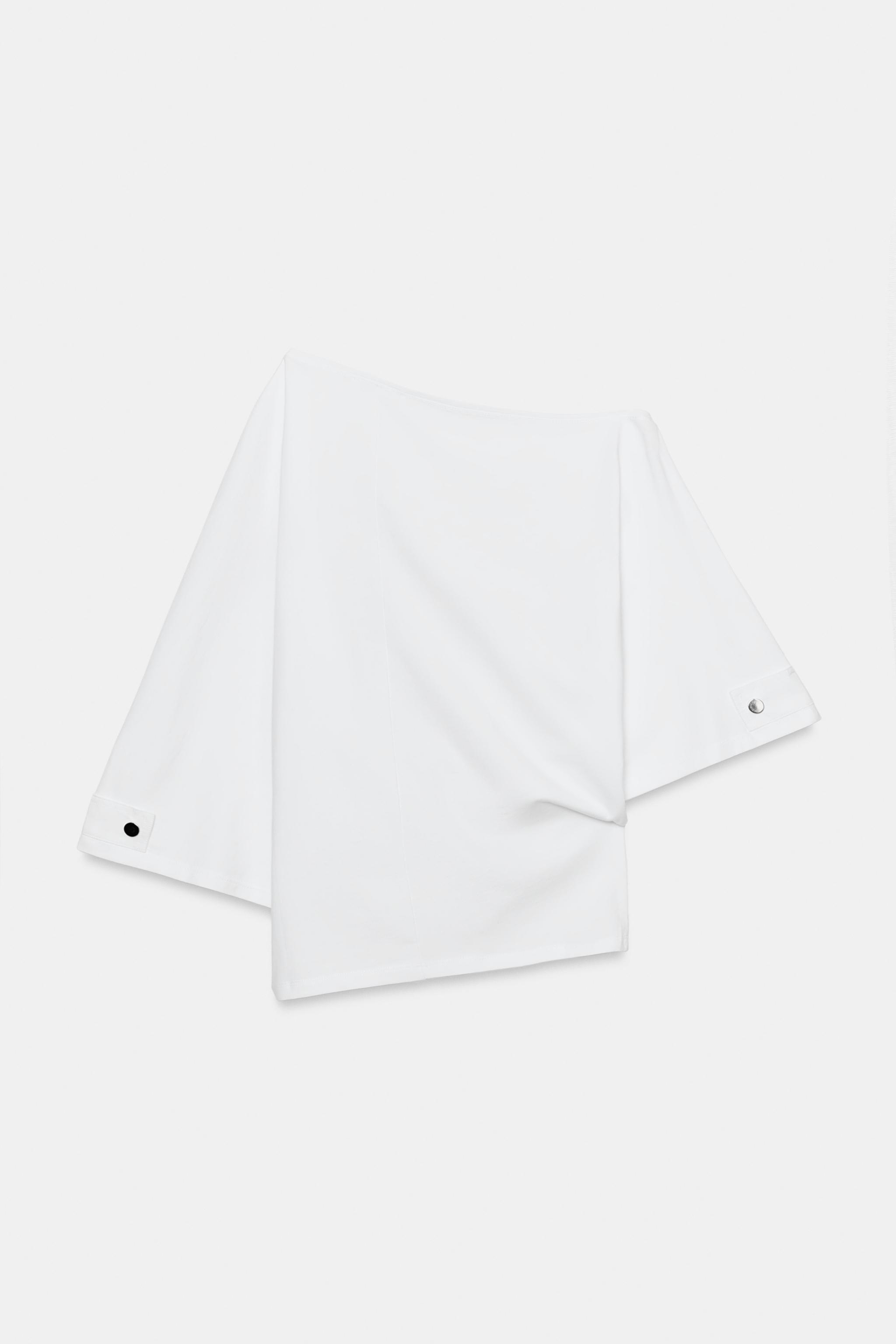 Женские футболки Zara ASYMMETRIC BUTTON T-SHIRT — фото 3