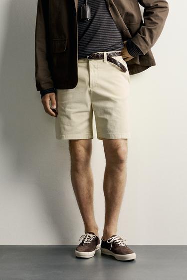 CHINO-BERMUDASHORTS REGULAR FIT - lys gul fra Zara