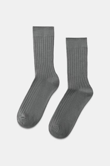 RIBBED VISCOSE SOCKS - Charcoal grey by Zara