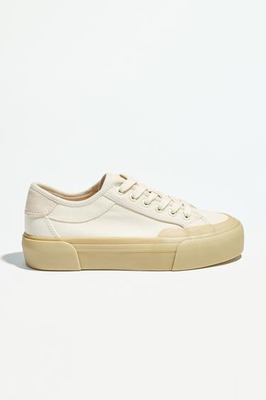 Zara FABRIC SNEAKERS - Off White
