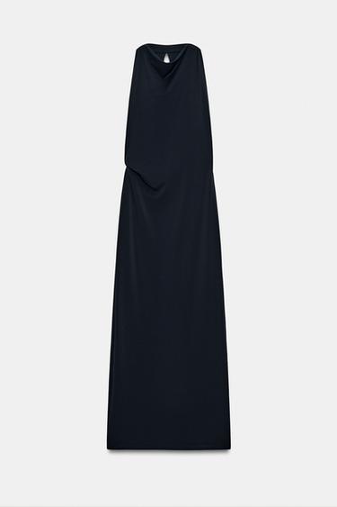 LONG HALTER DRESS - Navy blue by Zara - Image 5