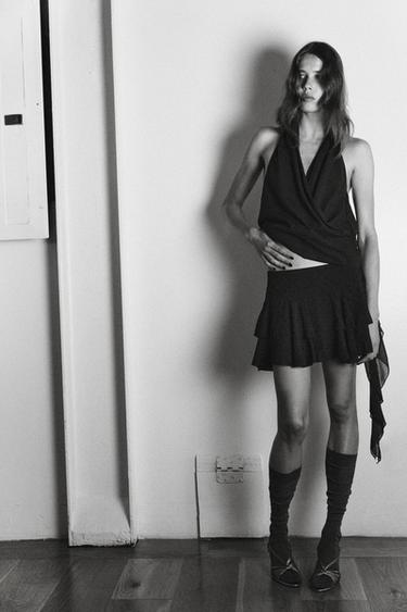 FALDA PANTALÓN VOLANTES - Negro / Marrón de Zara - Imagen 0