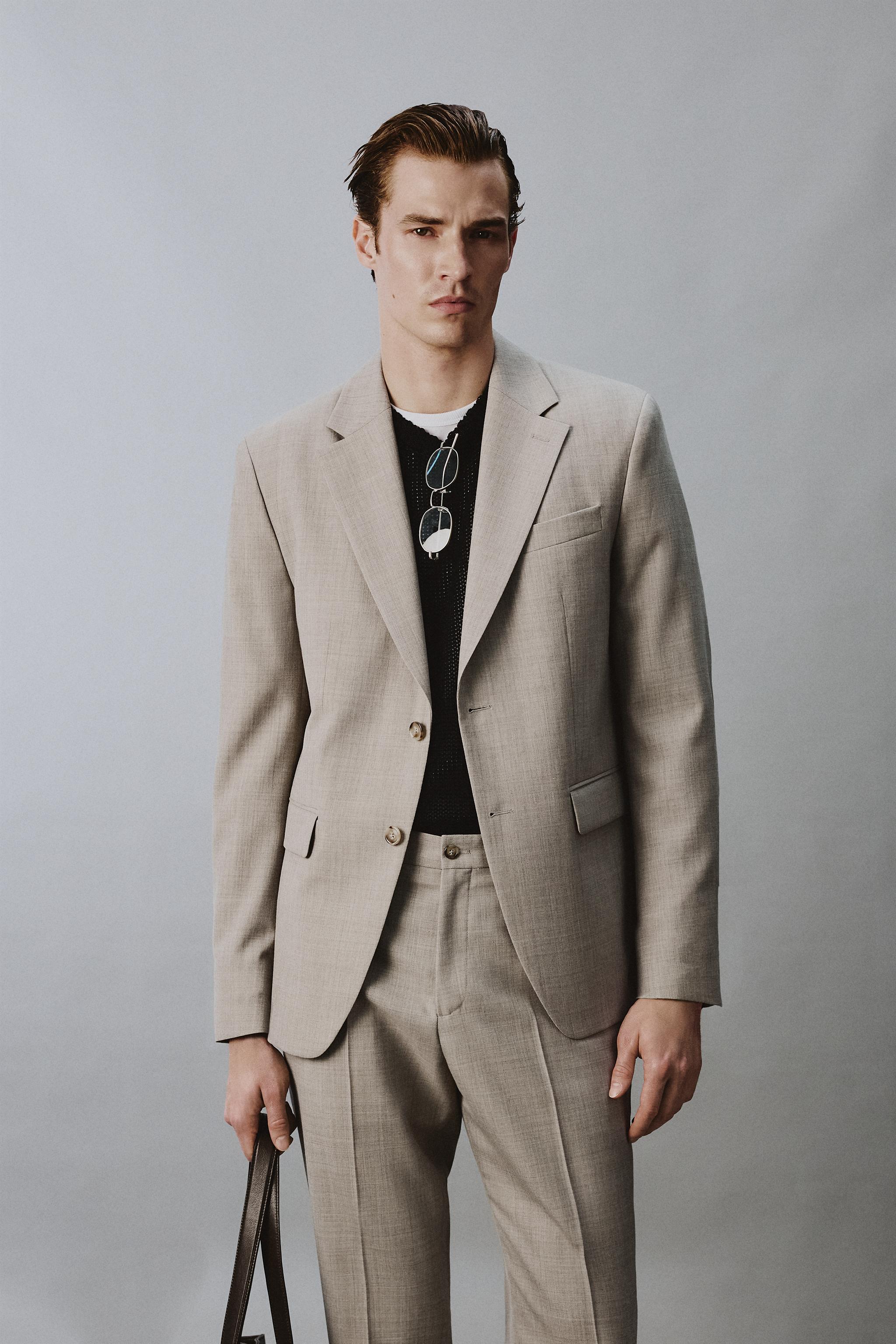 ウール混コンフォートスーツブレザー - グレー/ベージュ | ZARA Japan
