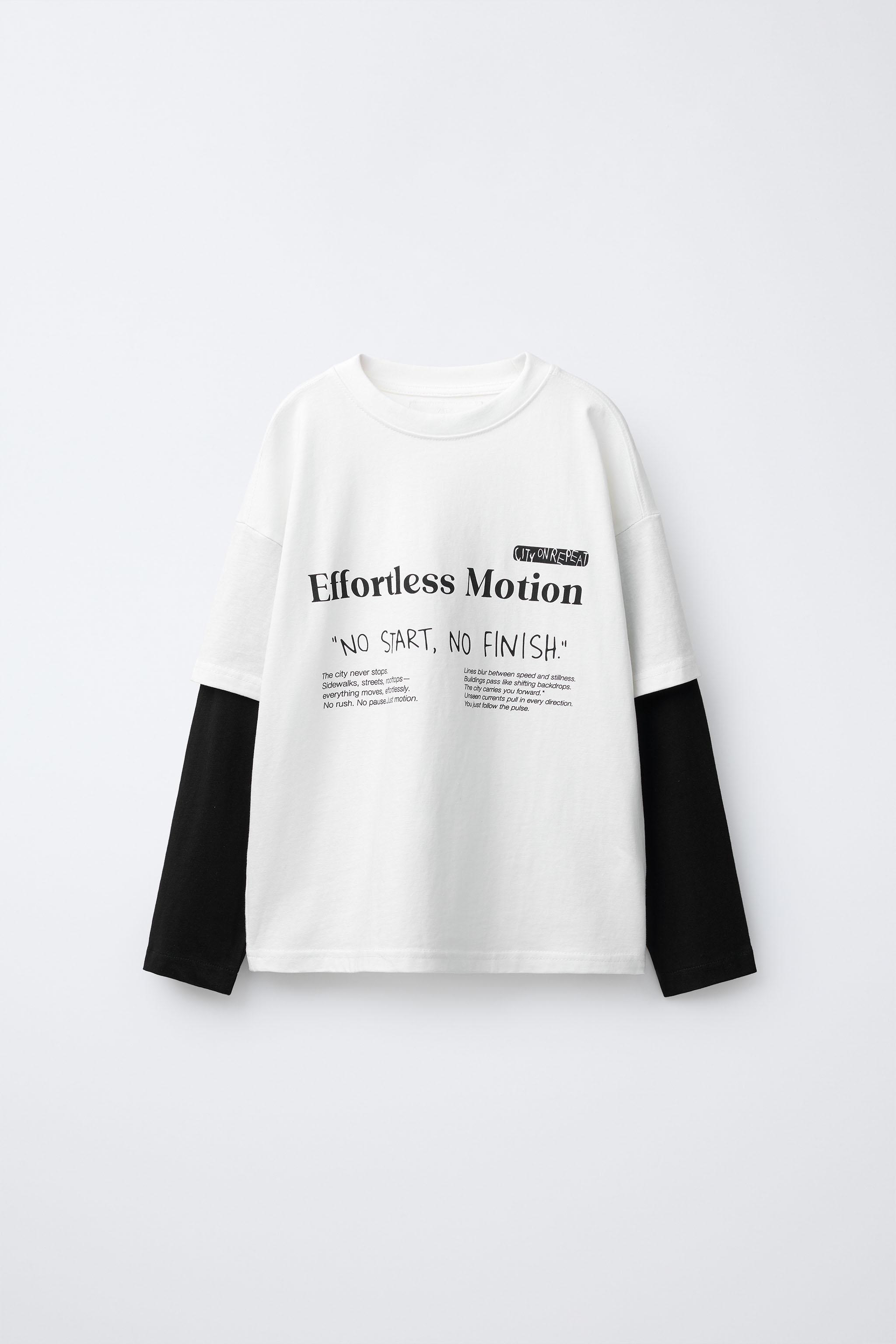 DOUBLE SLEEVE TEXT T-SHIRT
