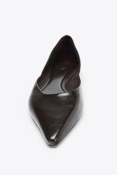 POINTED FLAT SHOES - Chocolate Brown by Zara - Image 2