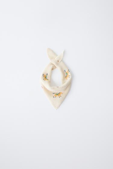 KNITTED BANDANNA WITH CROSS STITCH DETAILS - Ecru by Zara - Image 0