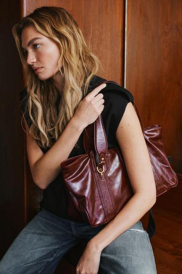 METAL DETAIL SHOULDER BAG - Burgundy Red by Zara