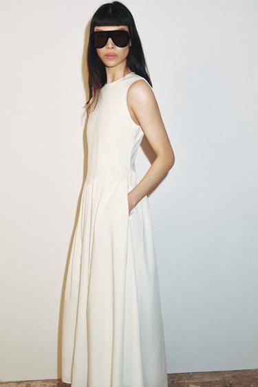 CONTRAST MIDI DRESS - Ecru by Zara - Image 3