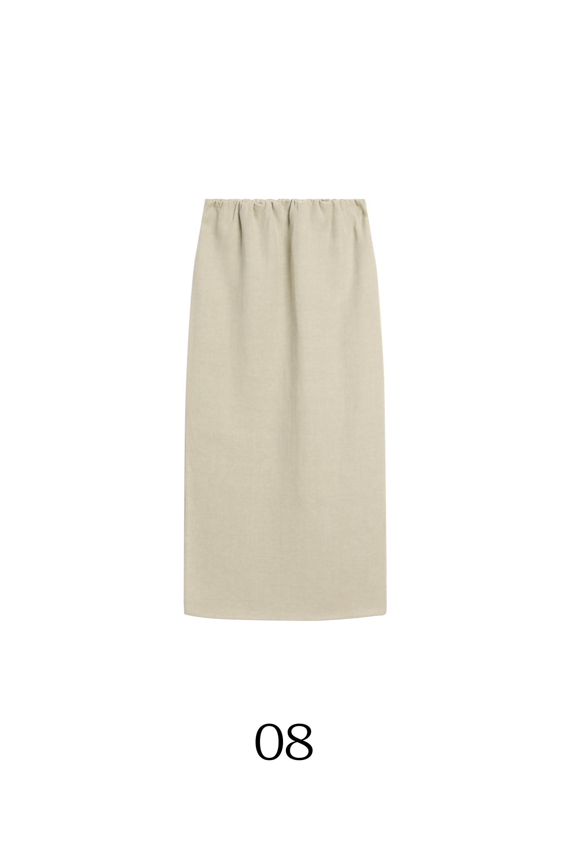 Double-layer midi skirt - STUDIO — Light khaki